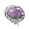 Oval Natural Amethyst Finger Rings RJEW-M063-01P-16-4