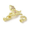 Brass Micro Pave Pink Cubic Zirconia Fold Over Clasps LS-KK-K371-12G-2