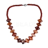 Natural Red Agate Round & Cone Beaded Necklaces NJEW-N064-03L-1