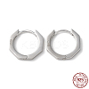 Rhodium Plated 925 Sterling Silver Octagon Hoop Earrings STER-D016-01P-1
