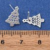 925 Sterling Silver Hollow Christmas Tree Stud Earrings EJEW-F397-01S-3