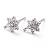 Brass Micro Pave Cubic Zirconia Stud Earrings Findings LS-ZIRC-C027-14P-02-RS-1