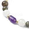 Natural Labradorite &  Amethyst & White Jade Beaded Bracelets for Women BJEW-JB13619-4