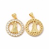 Rack Plating Brass Micro Pave Cubic Zirconia Pendants KK-H436-10G-1