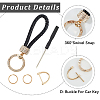 2Pcs 2 Colors PU Leather and Alloy Rhinestone Braided Keychain KEYC-CL0001-16-5