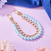 ABS Plastic Imitation Pearl and Aluminium Curb Chains Bag Extender Chains HJEW-TAC0073-5