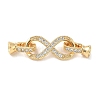 Brass Micro Pave Clear Cubic Zirconia Fold Over Clasps KK-U059-33G-1