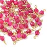 Dyed Natural Agate Faceted Round Connector Charms KK-C097-06G-01-1