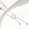 304 Stainless Steel Shell Pearl Clover Pendant Double Layered Necklaces for Women NJEW-U036-01P-3