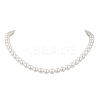 8MM Round White Shell Pearl Beaded Necklaces NJEW-JN05700-2