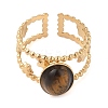 Oval Natural Tiger Eye Finger Rings RJEW-Z057-11G-01-2
