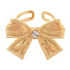 304 Stainless Steel Rhinestone Bowknot Open Cuff Rings for Women RJEW-Z051-04G-2