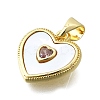 Brass Micro Pave Cubic Zirconia Heart Charms KK-V010-21G-2