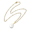 Natural Baroque Pearl Keshi Pendant 304 Stainless Steel Satellite Chain Necklaces NJEW-JN06161-3