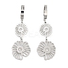 Left and Right Hollow Flower 304 Stainless Steel Dangle Earrings EJEW-L283-089P-1