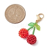 Cherry Glass Seed Beads Pendant Decorations HJEW-MZ00126-3