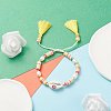 Natual Shell with Evil Eye & Pearl Braided Bead Bracelet BJEW-TA00049-01-2