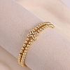 Brass Micro Pave Clear Cubic Zirconia Beads Double Strands Stretch Bracelets for Women FS-WGC7159-24-1