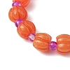 Halloween Pumpkin Resin & Glass Beaded Stretch Bracelets for Women Men BJEW-JB10850-4