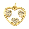 Rack Plating Brass Micro Pave Clear Cubic Zirconia Pendants KK-Z063-10G-02-1