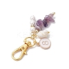 Natural & Synthetic Gemstone Chip & Flat Round with Number 0~9 Alloy Enamel Pendant Decorations HJEW-JM02358-5