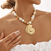 Shell Shape Alloy Pendant Plastic Imitation Pearl & CCB Plastic Round Beaded Necklaces for Women FS-WG1A62A-01-2