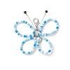 3Pcs Glass Seed Beads Butterfly Pendant Decorations HJEW-JM03352-3