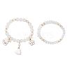 2Pcs 2 Styles Glass Round Beads Stretch Bracelets BJEW-JB11867-2