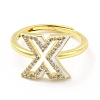Mixed Color Enamel Initial Letter Adjustable Ring with Clear Cubic Zirconia RJEW-P045-01G-X-2