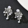 Fireworks Brass Micro Pave Cubic Zirconia Stud Earrings EJEW-G452-02P-2