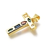 Brass Micro Pave Clear Cubic Zirconia Pendants KK-G521-01G-T-01-2