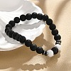 8mm Round Frosted Natural Obsidian & Howlite & Lava Rock Beaded Stretch Bracelets for Women Men AC1855-1-1