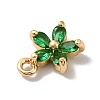 Brass Cubic Zirconia Flower Charms KK-O141-01G-06-3