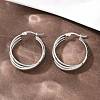 304 Stainless Steel Triple Twist Ring Stud Earrings EJEW-P324-08P-3