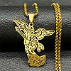 201 Stainless Steel Archangel Saint Michael Pendant Necklaces NJEW-K283-10G-1