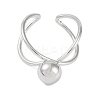 Non-Tarnish 304 Stainless Steel Round Open Cuff Ring RJEW-C097-06P-2