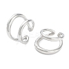 Brass Double Line Open Cuff Rings for Women RJEW-D016-06P-1