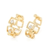 Brass Clear Cubic Zirconia Hoop Earrings EJEW-Q016-02G-2
