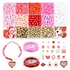 Valentine's Day DIY Polymer Clay Beads & Alloy Enamel Charm Stretch Bracelets Making Kits DIY-YW0012-66-1