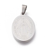 Non-Tarnish 304 Stainless Steel Lady of Guadalupe Pendants STAS-O138-14P-2