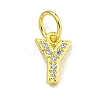Letter Brass Micro Pave Clear Cubic Zirconia Pendants KK-K354-06G-Y-1