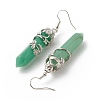 Natural Green Aventurine Bullet with Flower Dangle Earrings EJEW-G300-02P-07-3