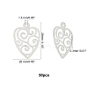 50Pcs Original Color Heart with Floral Pattern 304 Stainless Steel Slice Pendants STAS-UN0021-52P-4