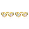 Cubic Zirconia Star Open Cuff Ring RJEW-N037-032-3