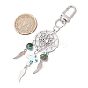 4Pcs Woven Net/Web with Wing Alloy & Synthetic Turquoise Cross Round Pendant Decoration HJEW-JM03055-3
