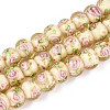 Handmade Lampwork Inner Flower Rondelle Beads Strands LAMP-T022-24I-1