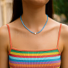 2Pcs 2 Color Rice Natural Pearl & Glass Seed Beaded Necklaces for Women NJEW-GO0001-04A-5