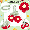 5Pcs 5 Colors Crochet Puff Flower Pendant Decorations with Adjustable Leaf DIY-FG0004-12-4