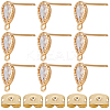 20Pcs Brass Cubic Zirconia Stud Earring Findings KK-BBC0010-86-1