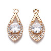 Brass Micro Pave Clear Cubic Zirconia Pendants KK-S359-097-RS-2